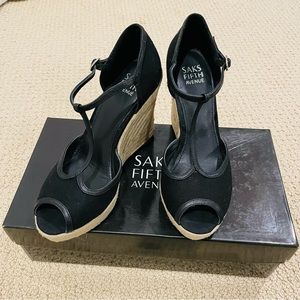 *NEW* Saks Fifth Avenue T-Strap wedges